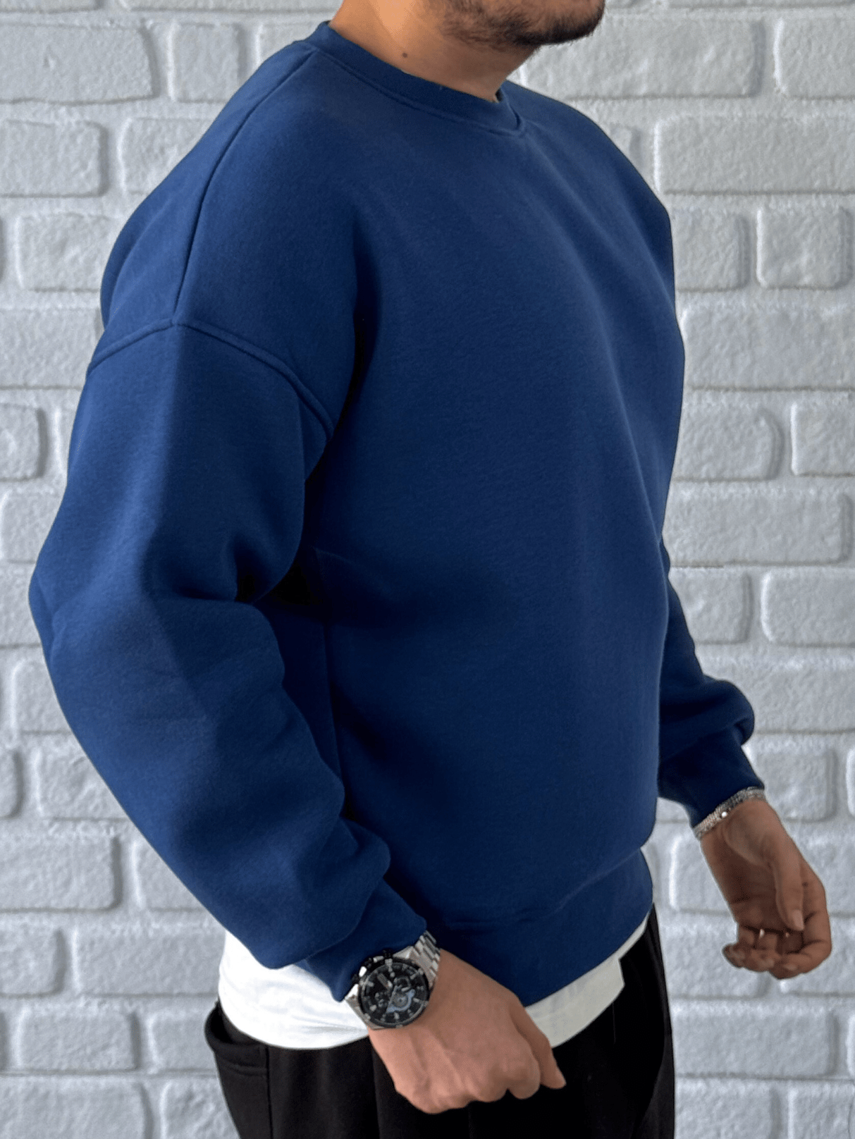 Premium Kalite Oversize Kalıp Basic Sweatshirt/MAVİ-SWTB01