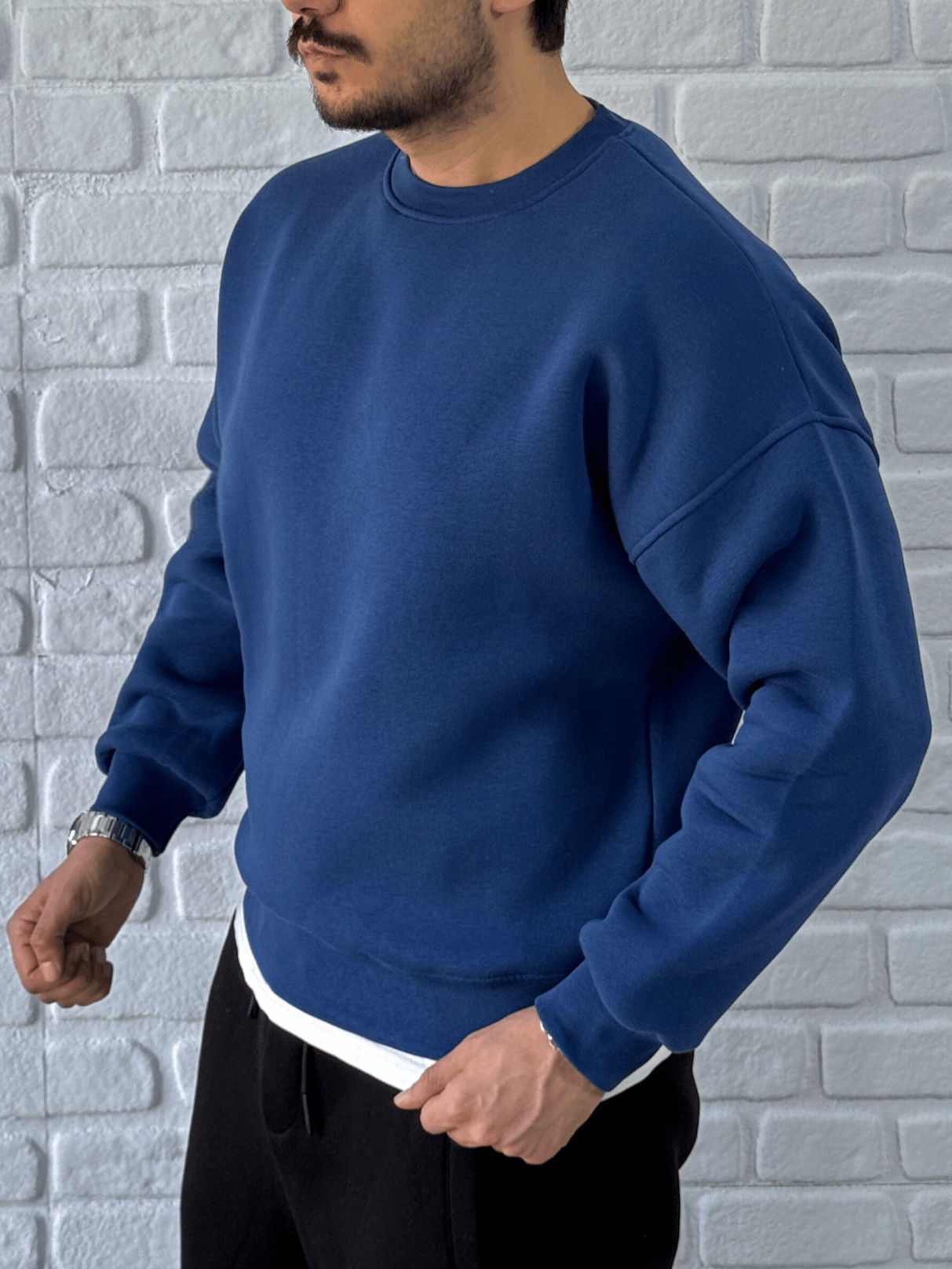Premium Kalite Oversize Kalıp Basic Sweatshirt/MAVİ-SWTB01