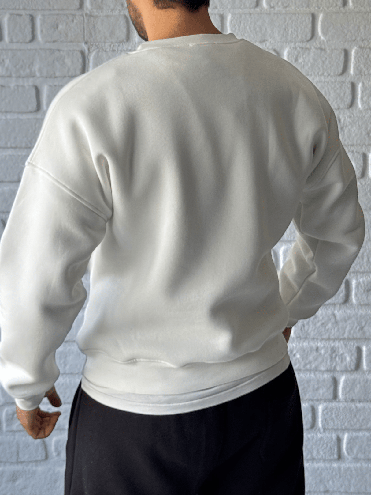 Premium Kalite Oversize Kalıp Basic Sweatshirt/BEYAZ-SWTB01