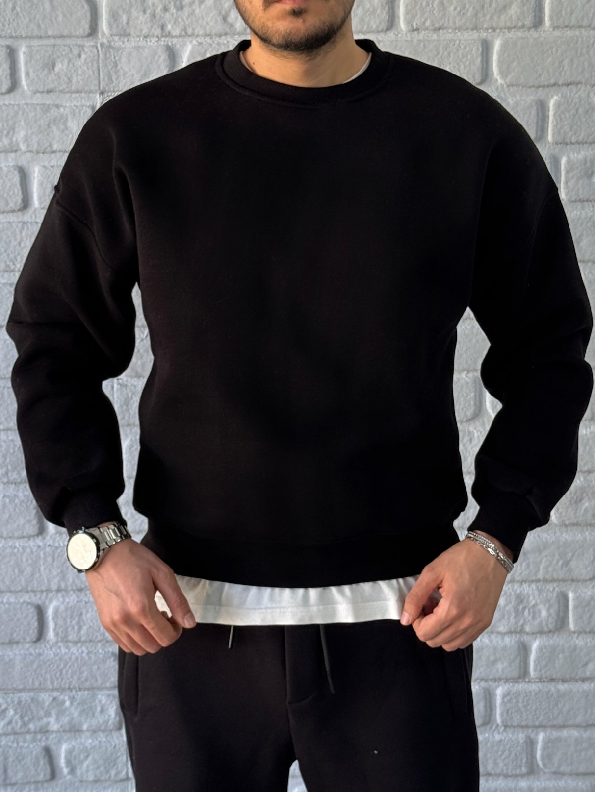 Premium Kalite Oversize Kalıp Basic Sweatshirt/SİYAH-SWTB01