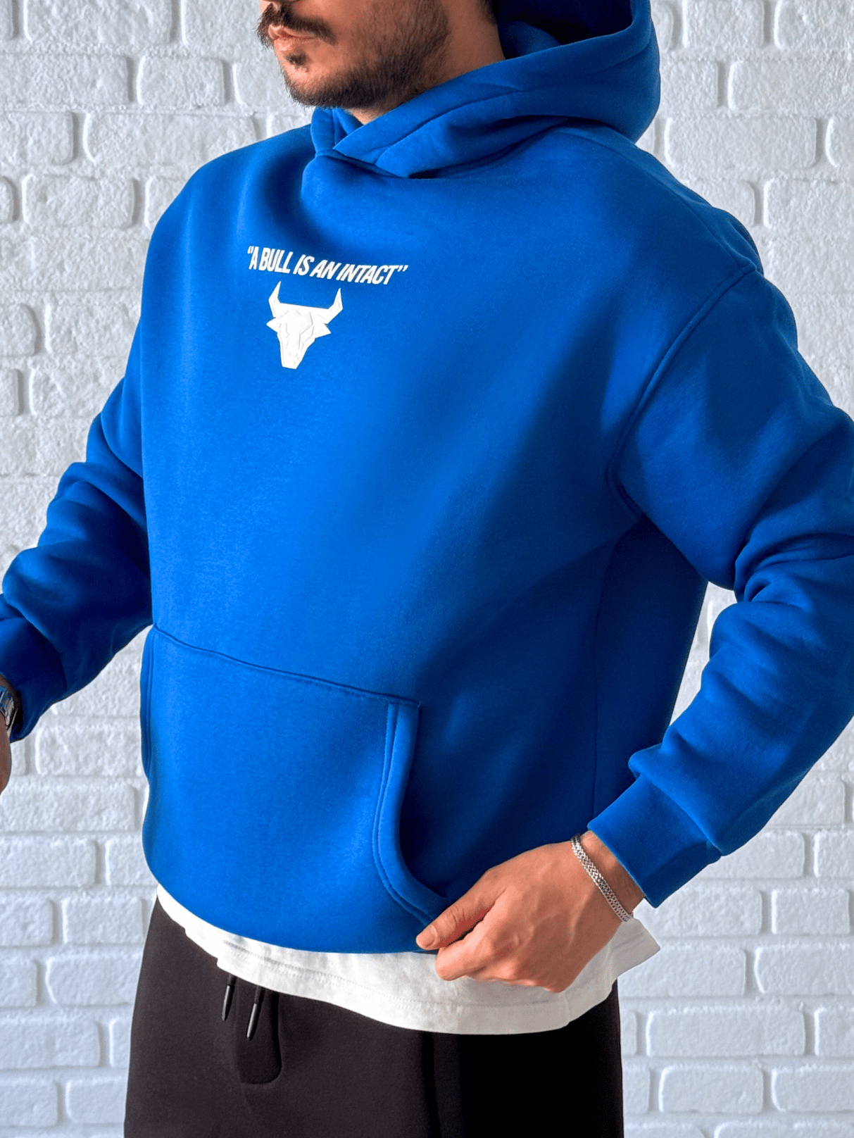 Premium Kalite Oversize Kalıp Yüksek Kaliteli Baskı Sweatshirt- Mavi / SWT01