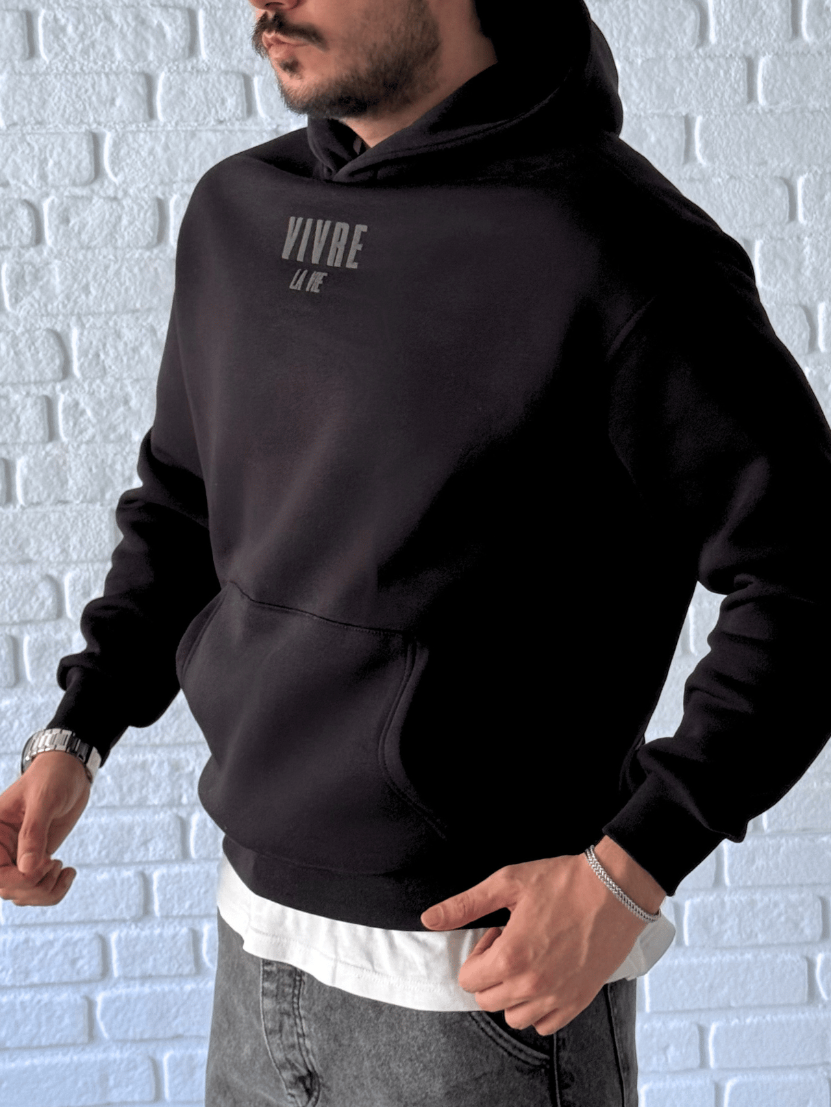 Premium Kalite Oversize Kalıp Yüksek Kaliteli Baskı Sweatshirt- Siyah/ SWT04