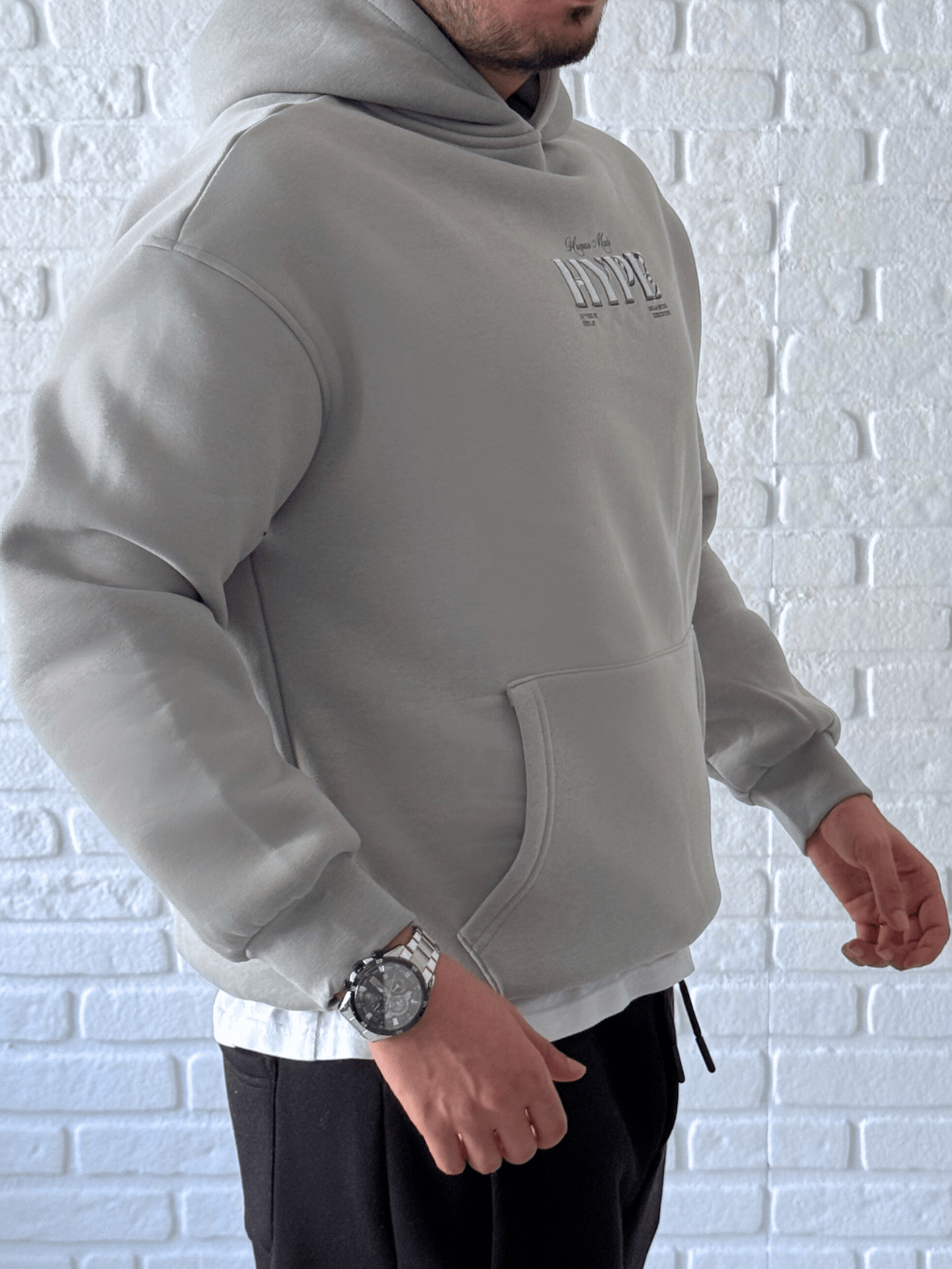 Premium Kalite Oversize Kalıp Yüksek Kaliteli Baskı Sweatshirt- GRİ/ SWT03