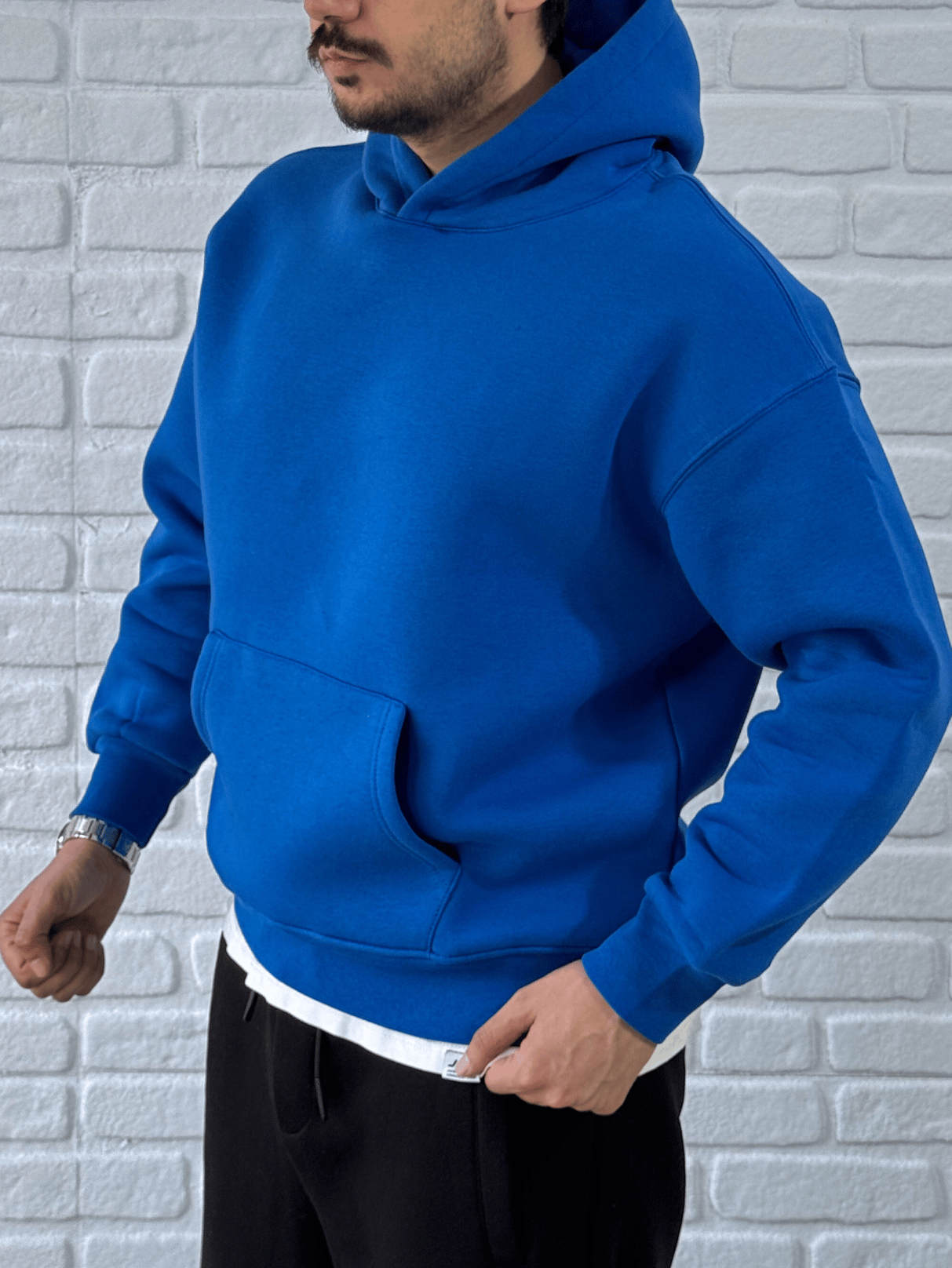 Premium Kalite Oversize Kalıp Yüksek Kaliteli Basic Sweatshirt-MAVİ/SWT5