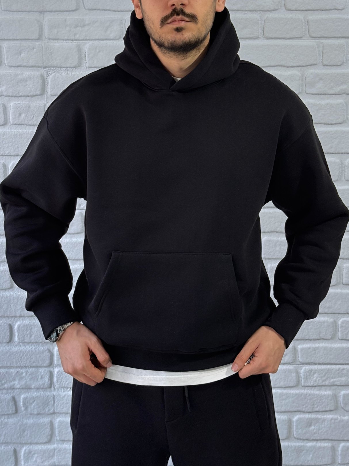 Premium Kalite Oversize Kalıp Yüksek Kaliteli Basic Sweatshirt-SİYAH/SWT5