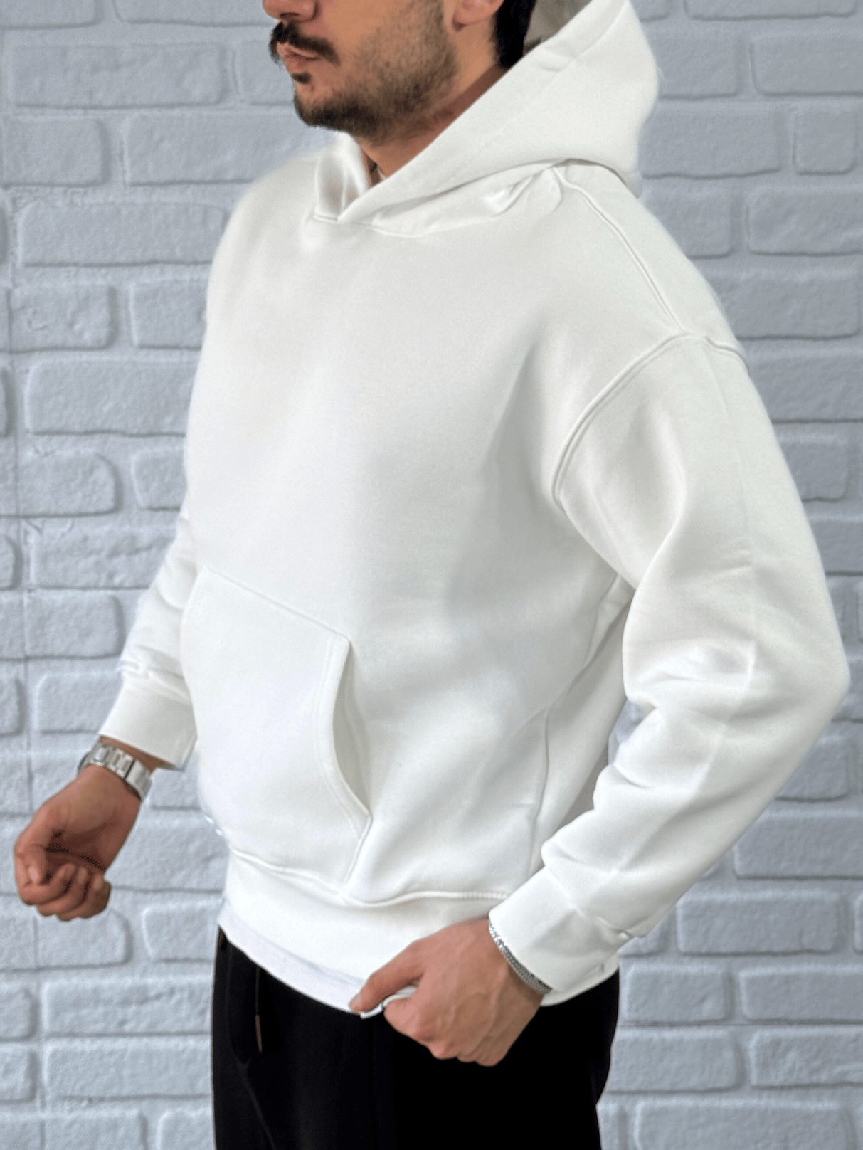 Premium Kalite Oversize Kalıp Yüksek Kaliteli Basic Sweatshirt-BEYAZ/SWT5