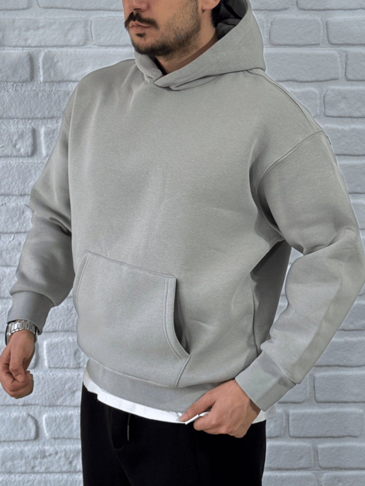 Premium Kalite Oversize Kalıp Yüksek Kaliteli Basic Sweatshirt-GRİ/SWT5