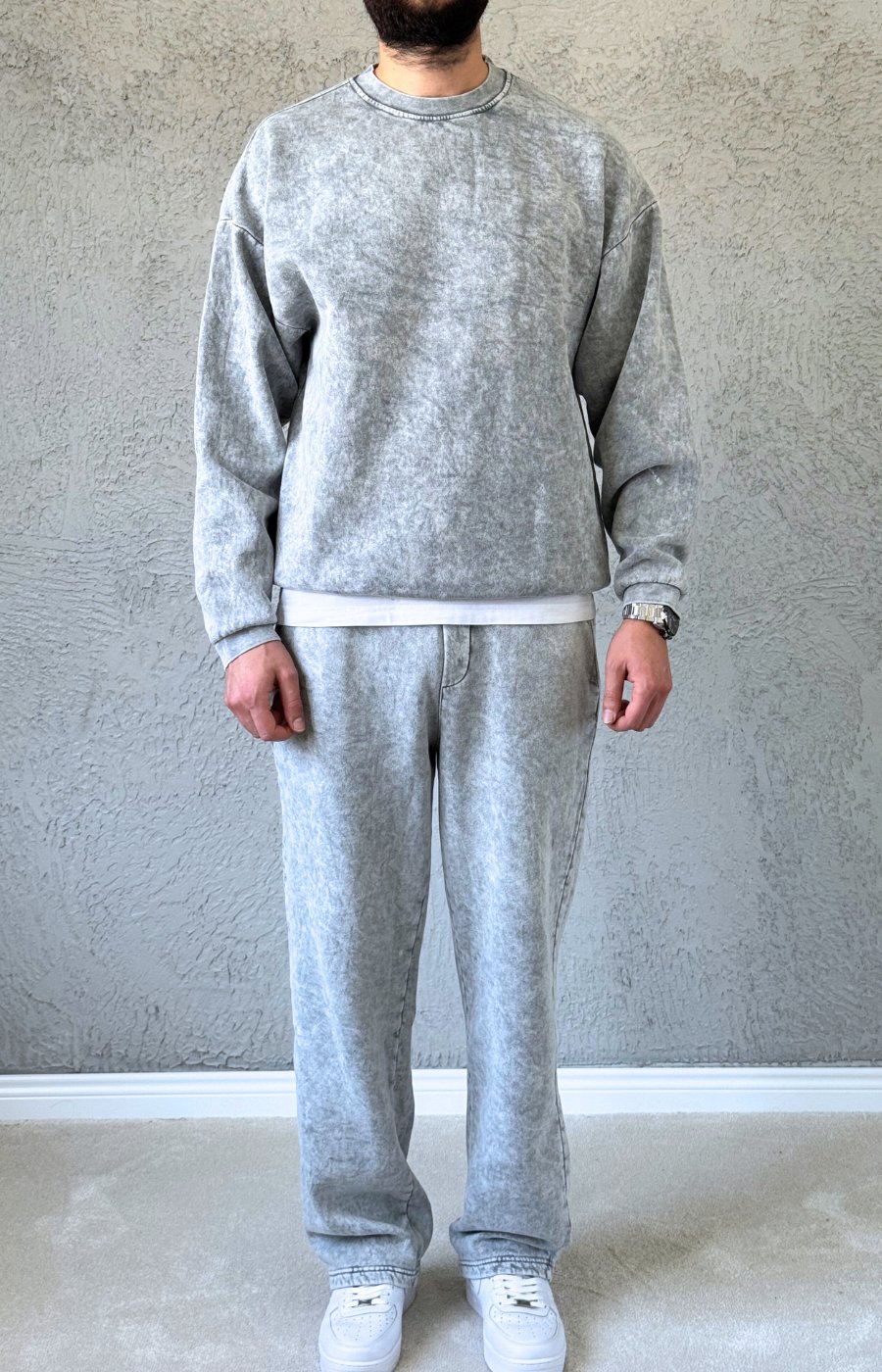 Premium Kalite Oversize Yıkamalı Eşofman Takımı/ AÇIK GRİ-TKM04