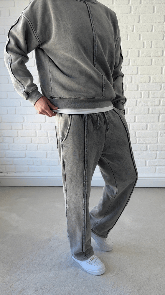Premium Kalite Oversize Yıkamalı Eşofman Takımı/ Antrasit Gri-TKM02