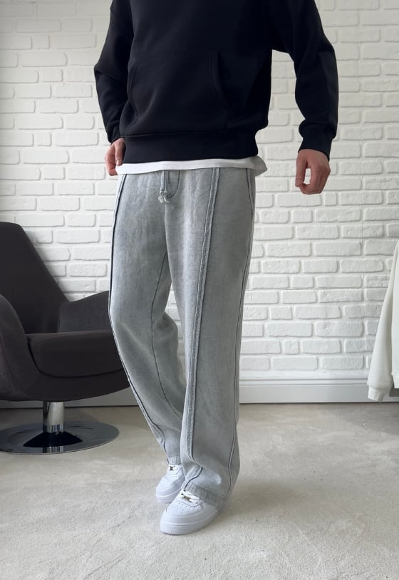 Premium Kalite Oversize Yıkamalı Eşofman Altı / AÇIK GRİ- YKM01