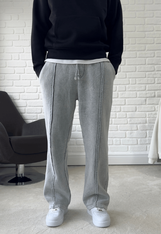 Premium Kalite Oversize Yıkamalı Eşofman Altı / AÇIK GRİ- YKM01