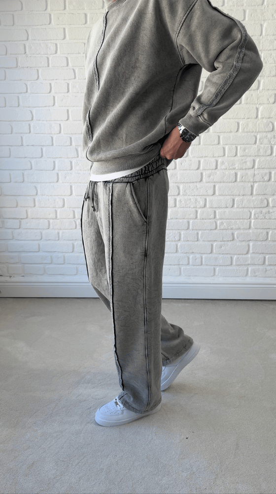 Premium Kalite Oversize Yıkamalı Eşofman Takımı/ Antrasit Gri-TKM02