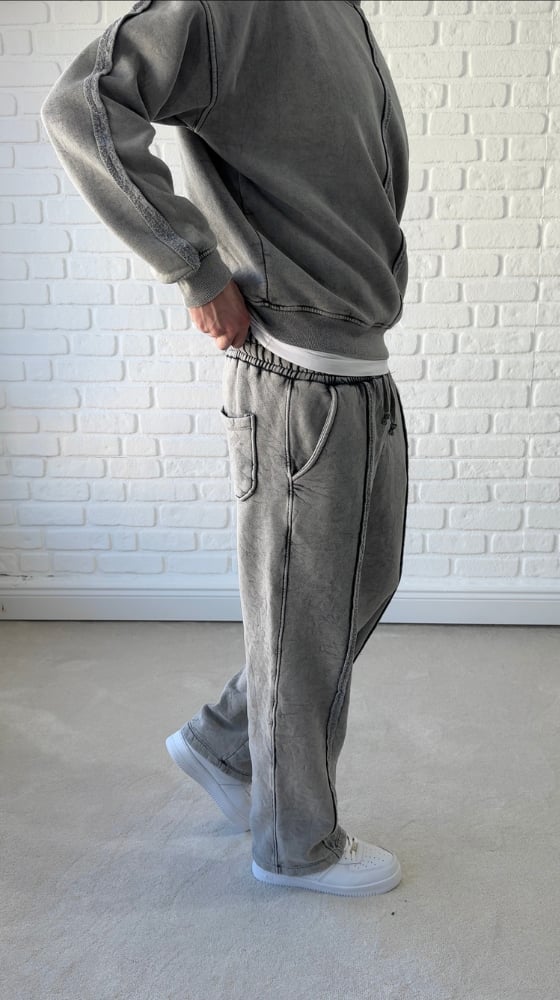 Premium Kalite Oversize Yıkamalı Eşofman Takımı/ Antrasit Gri-TKM02