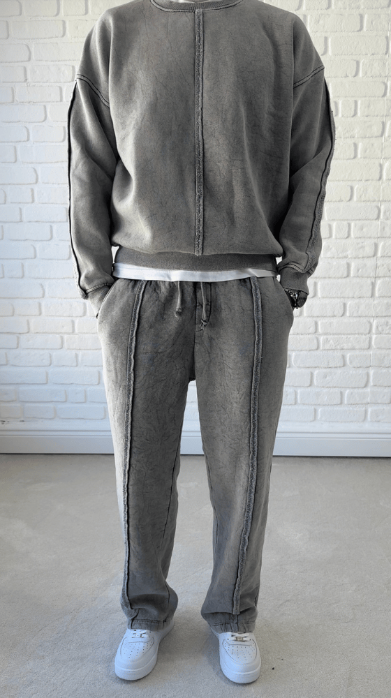 Premium Kalite Oversize Yıkamalı Eşofman Takımı/ Antrasit Gri-TKM02