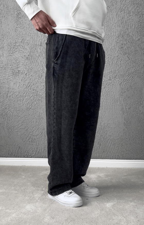 Premium Kalite Yıkamalı Baggy Eşofman Altı/ ANTRASİT GRİ - YKM06