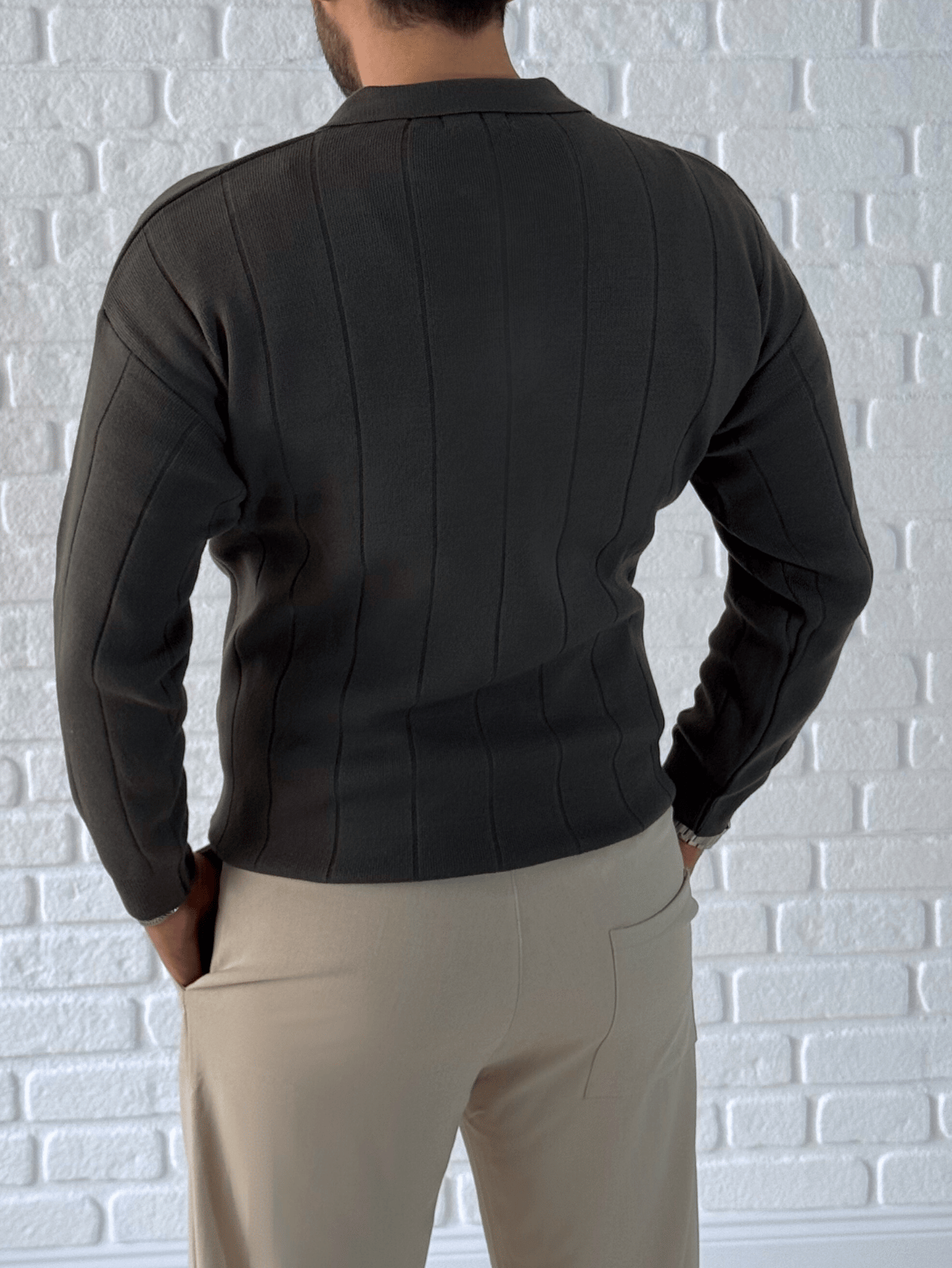 Yaka Fermuar Detaylı Oversize Premium Kalite Triko/Kazak- Antrasit/ KZK06