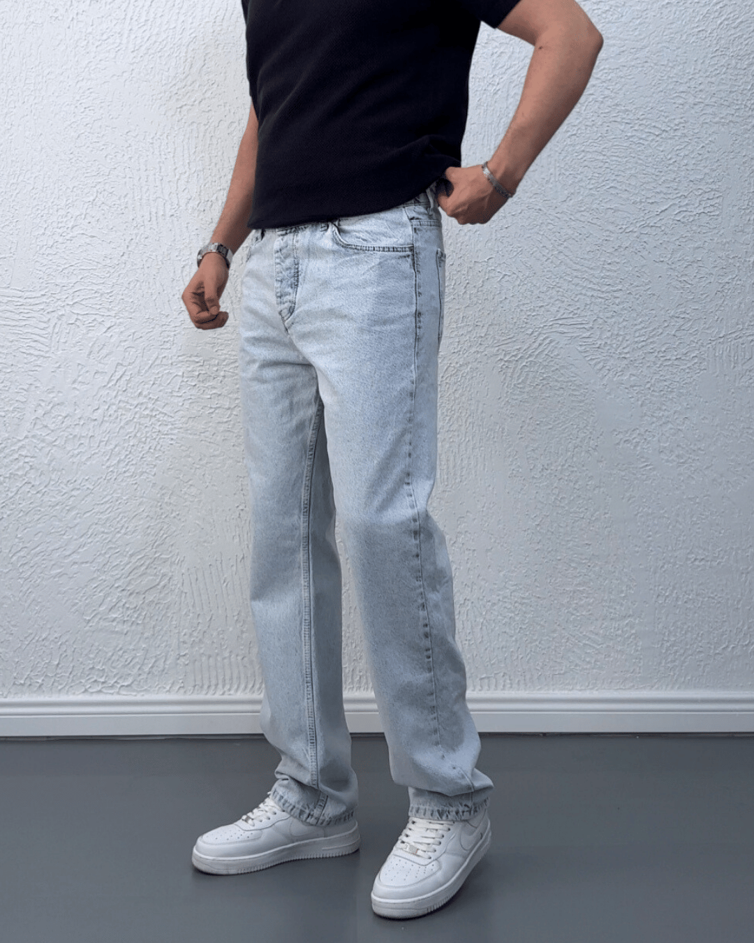 Yeni Sezon Buz Mavisi Yıkamalı Baggy Jean / KPS02