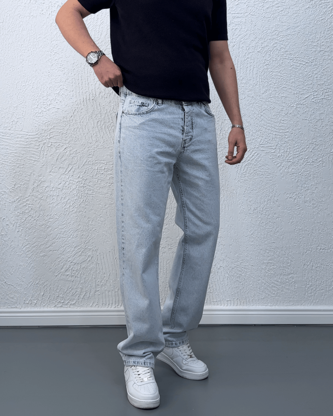 Yeni Sezon Buz Mavisi Yıkamalı Baggy Jean / KPS02