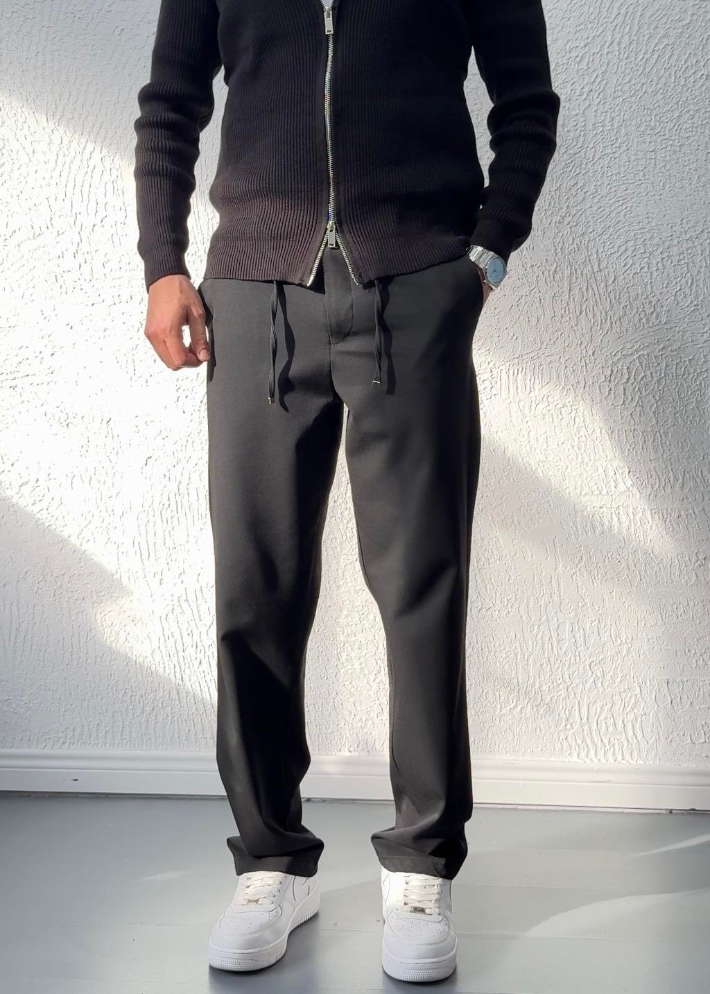Yeni Sezon Kışlık Baggy Kumaş Pantolonu / GNT01 - Siyah