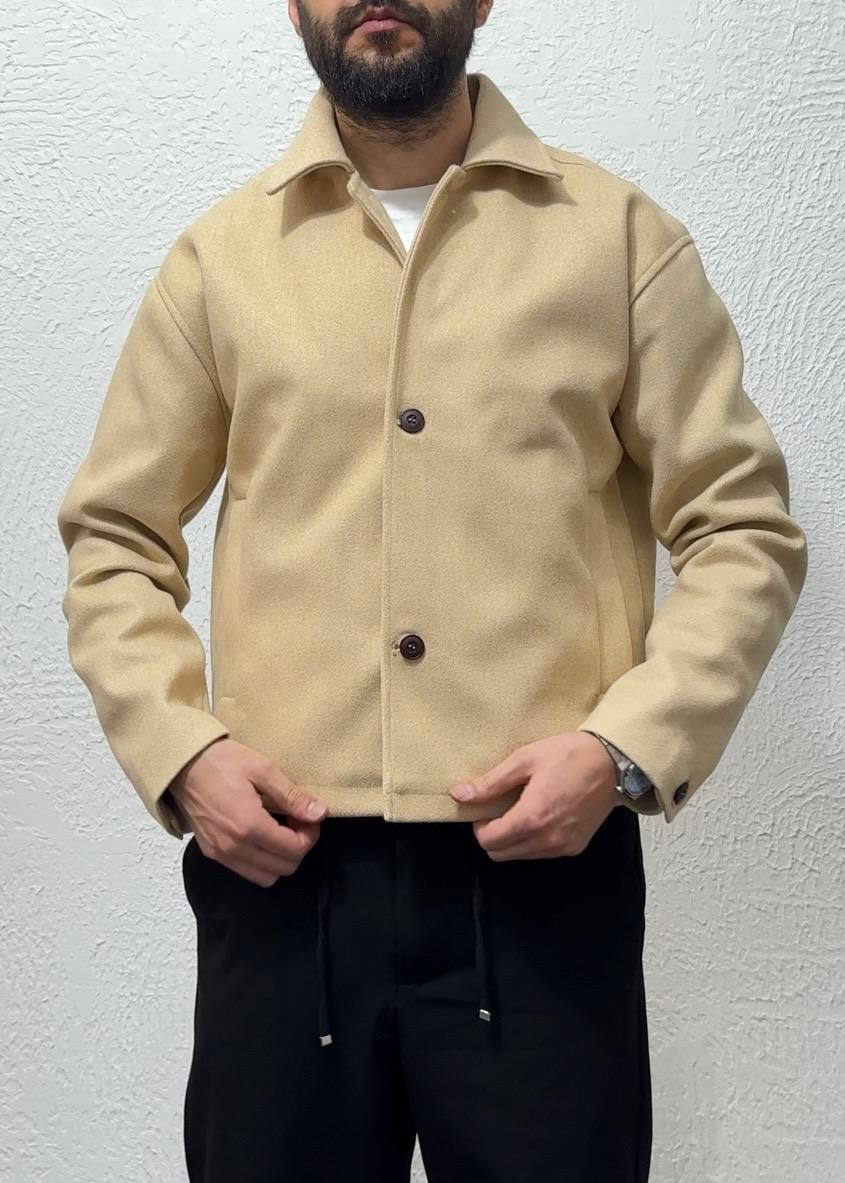 Yeni Sezon Oversize Crop Kaşe / MRCH01 - Bej