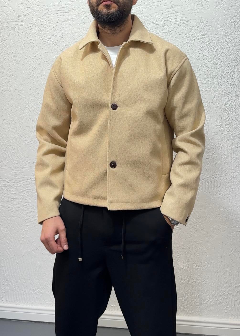 Yeni Sezon Oversize Crop Kaşe / MRCH01 - Bej