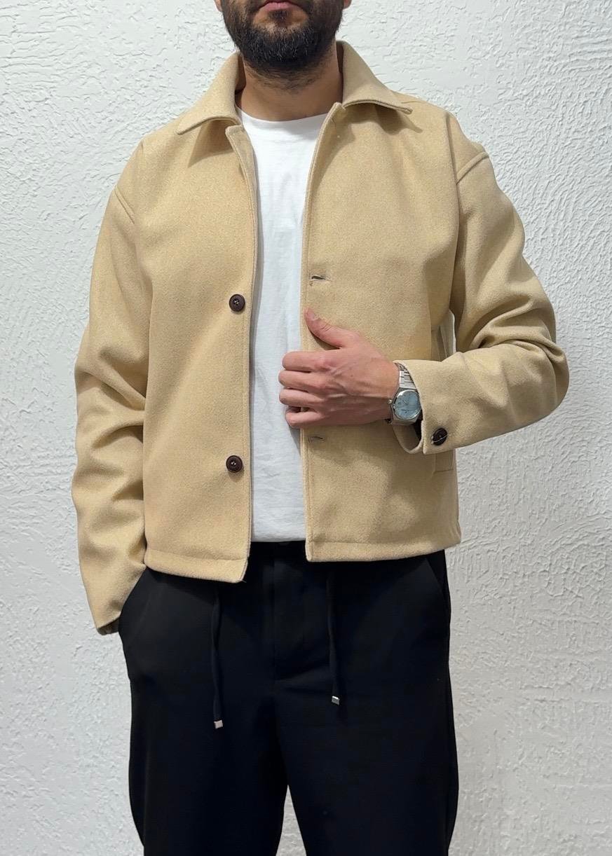 Yeni Sezon Oversize Crop Kaşe / MRCH01 - Bej