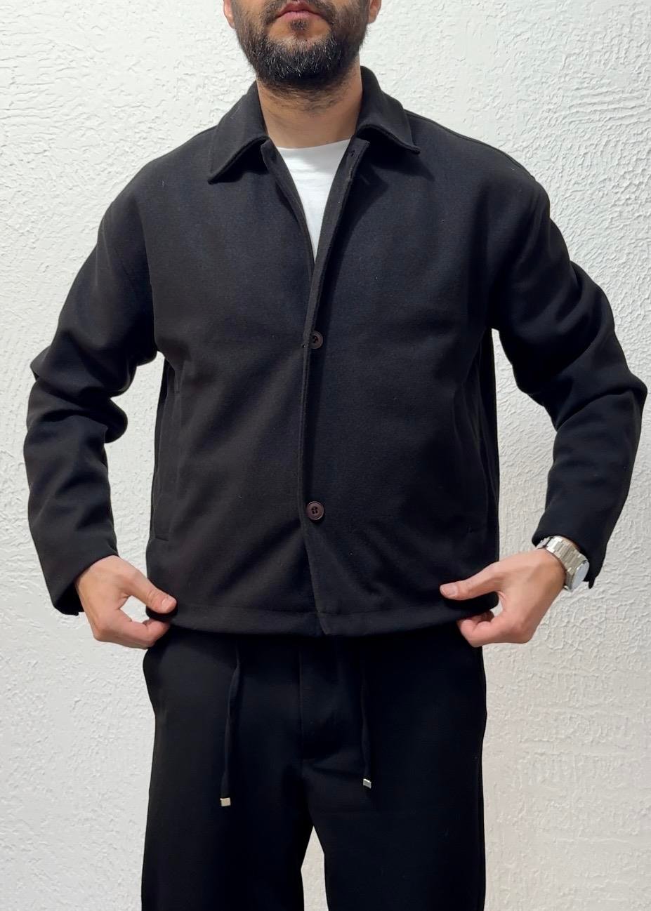 Yeni Sezon Oversize Crop Kaşe / MRCH01 - Siyah
