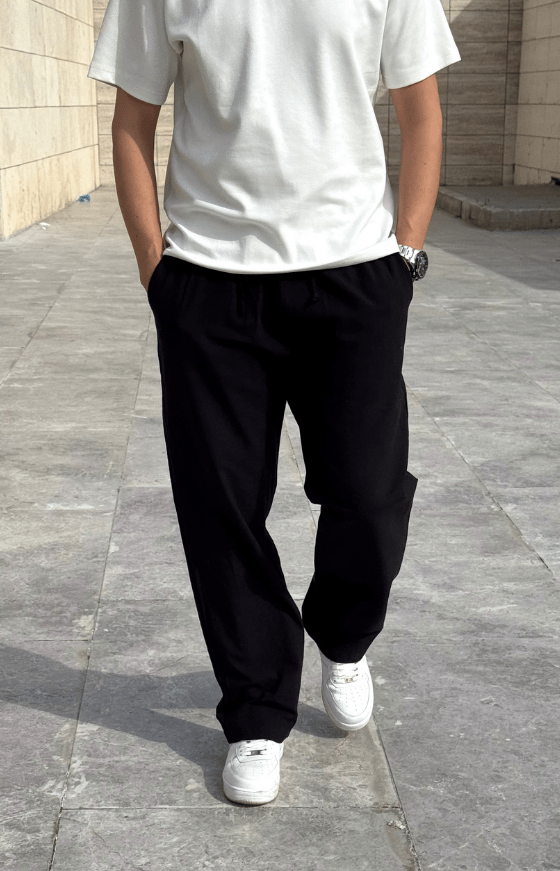 Yeni Sezon Oversize Kesim Yazlık Keten Pantolon / SİYAH - KTN01
