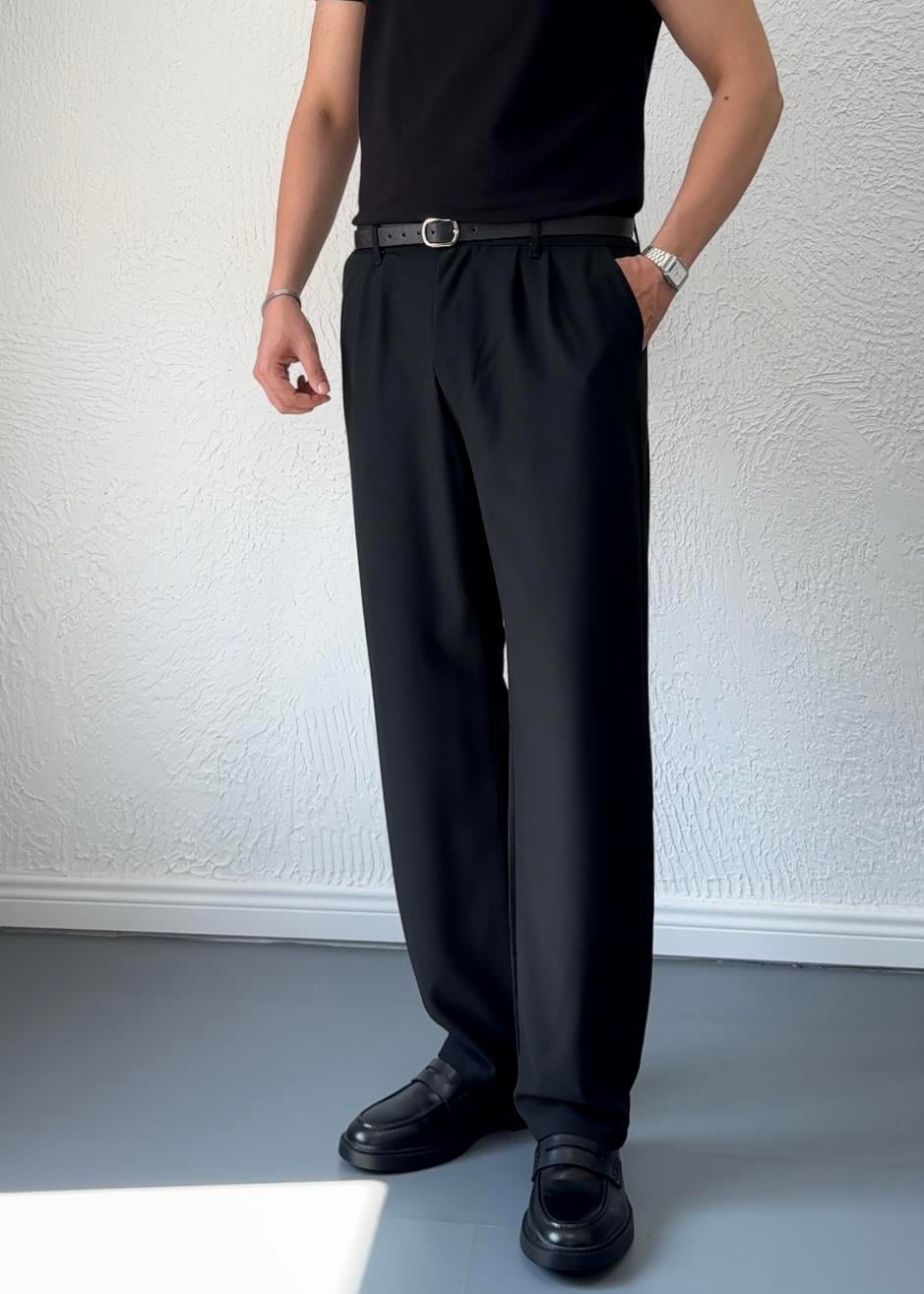 Yüksek Kalite Baggy Kumaş Pantolon / SİYAH- KMS02