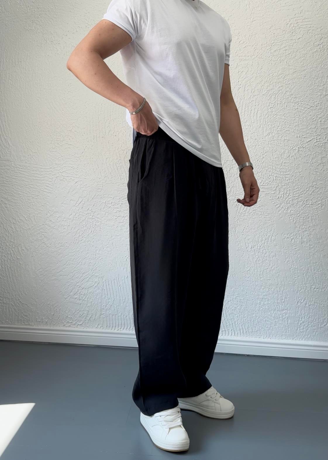 Yüksek Kalite Modal Kumaş Baggy Pantolon / LACİVERT- MDL04