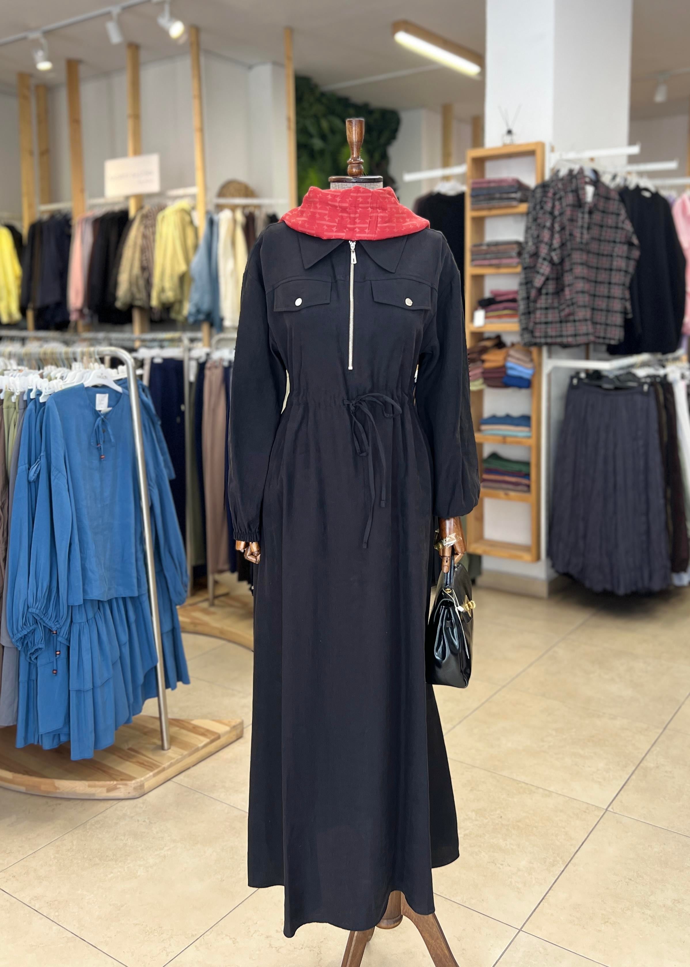 FERMUAR CEP DETAYLI ELBİSE