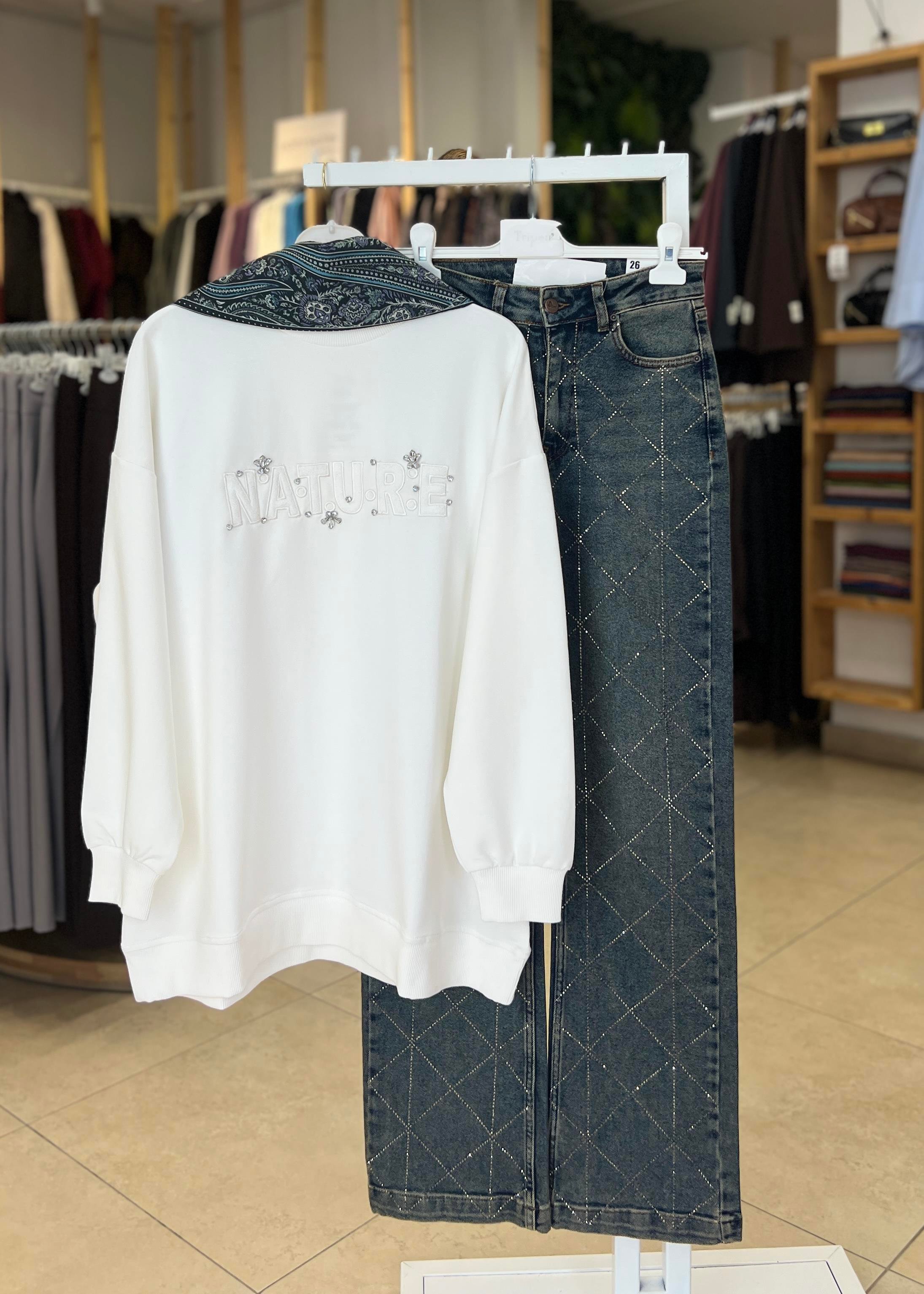 NATURE İŞLEME DETAYLI SWEAT