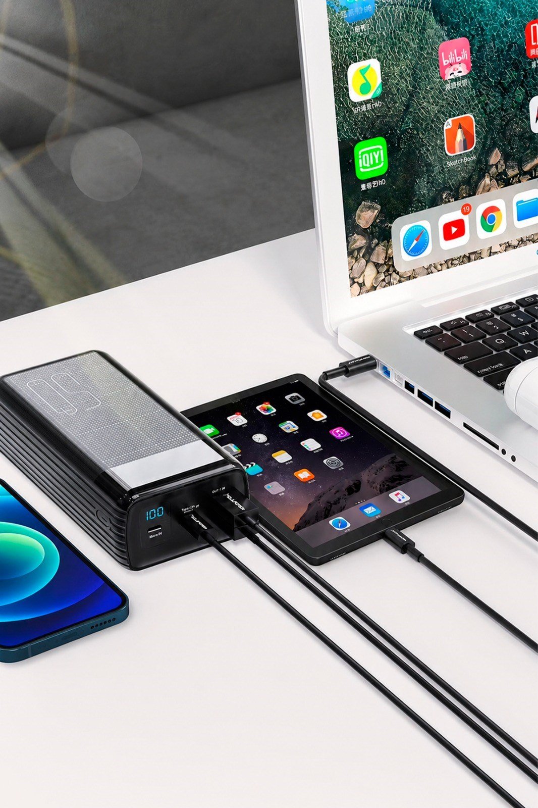 50.000 MAH POWERBANK TAŞINABİLİR HIZLI ŞARJ DİJİTAL EKRANLI 22.5 W A24Q