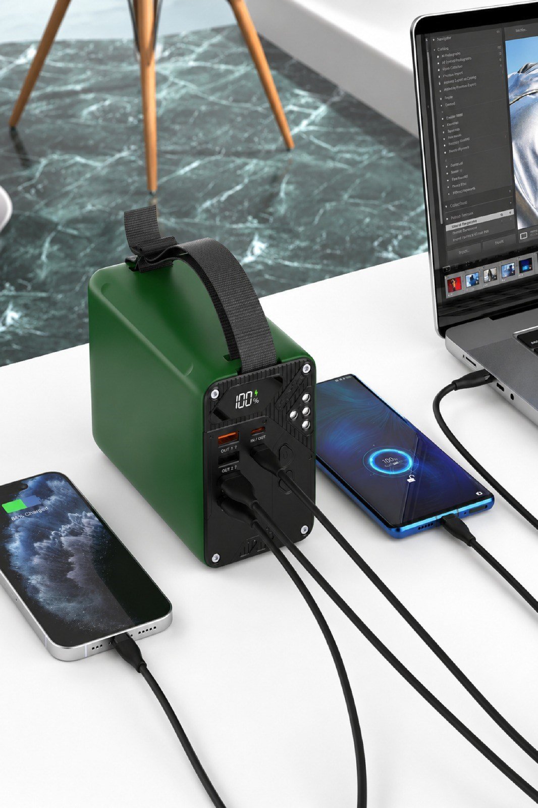 80.000 mAh POWERBANK HIZLI ŞARJ TAŞINABİLİR TYPE-C KAMP TİPİ LED IŞIKLI ŞARJ İSTASYONU A49Q