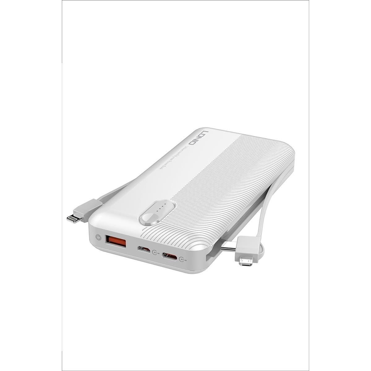 LDNIO 20.000 MAH POWERBANK DAHİLİ 3İN1 KABLO PL2014 WHİTE