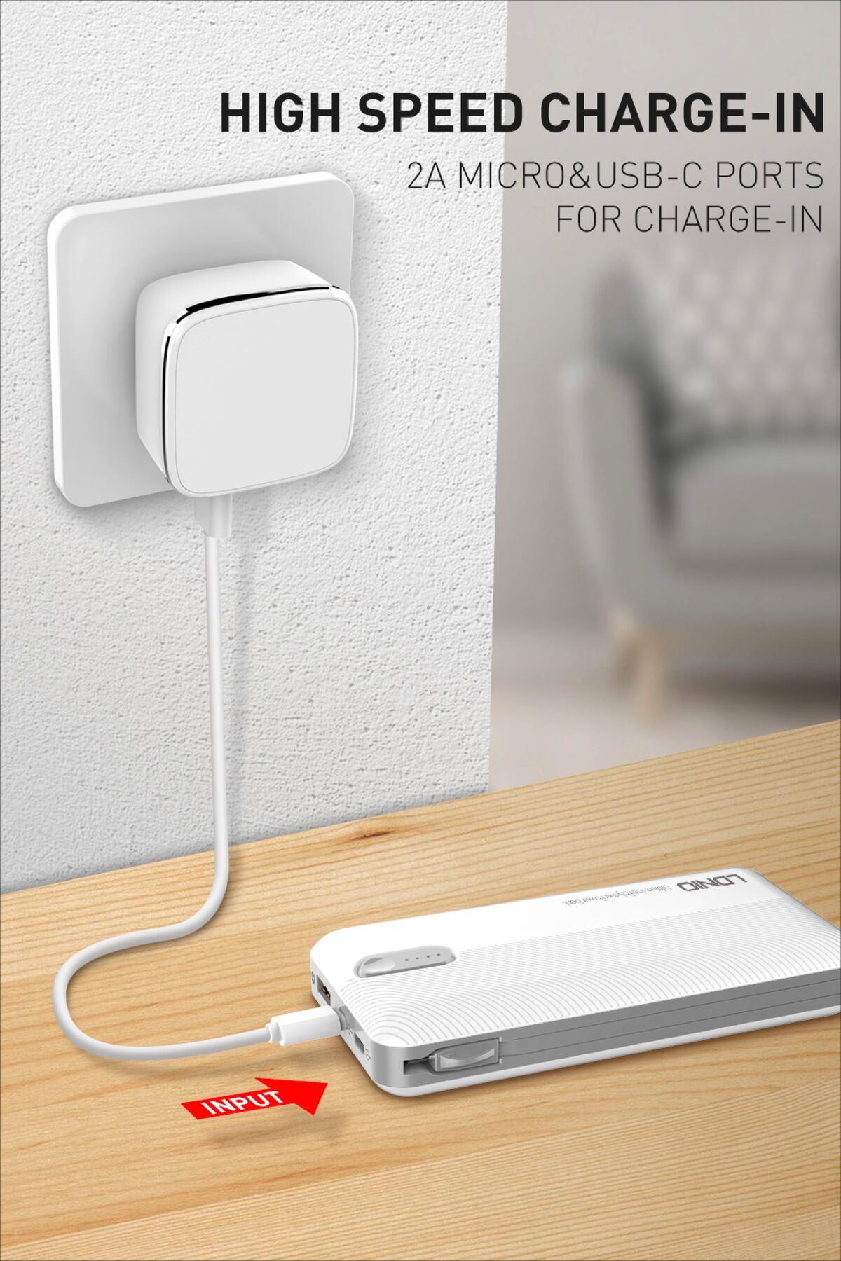 LDNIO 20.000 MAH POWERBANK DAHİLİ 3İN1 KABLO PL2014 WHİTE