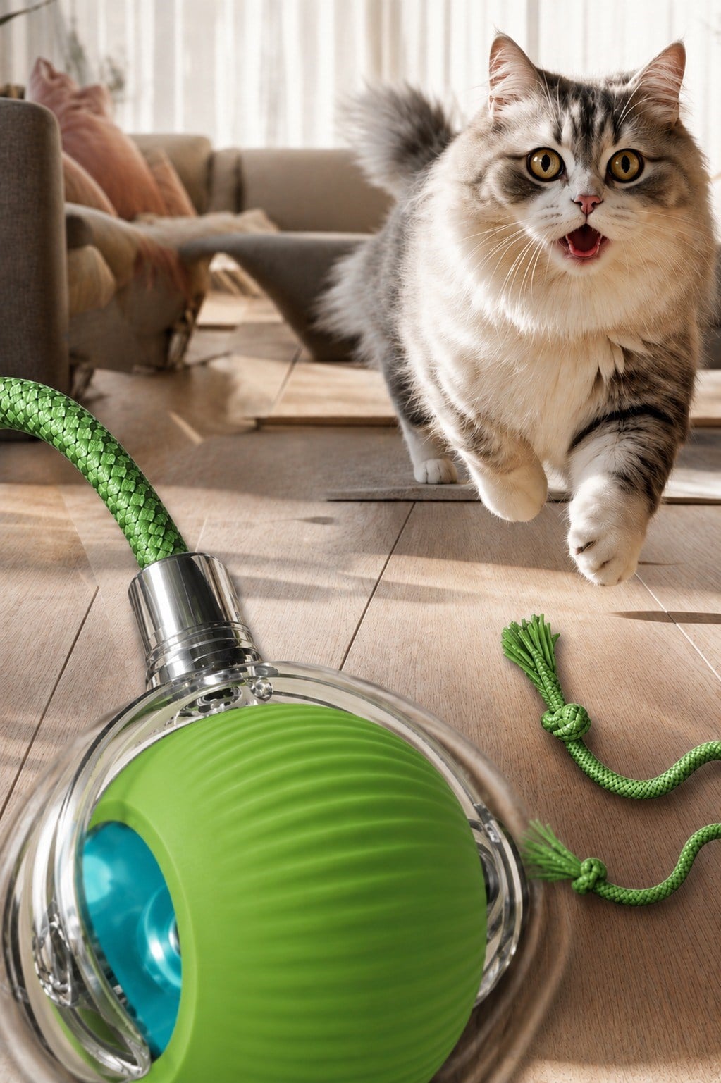 ŞARJLI KEDİ TOPU IŞIKLI HAREKETLİ 3 MODLU KEDİ OYUNCAĞI C02 YEŞİL
