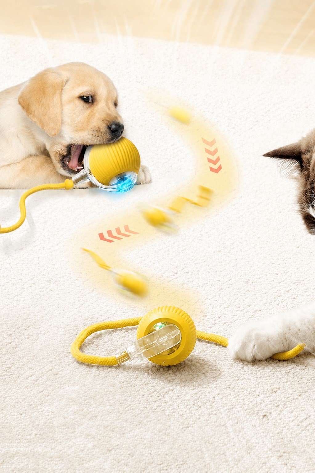 ŞARJLI KEDİ TOPU IŞIKLI HAREKETLİ 3 MODLU KEDİ OYUNCAĞI C02 SARI