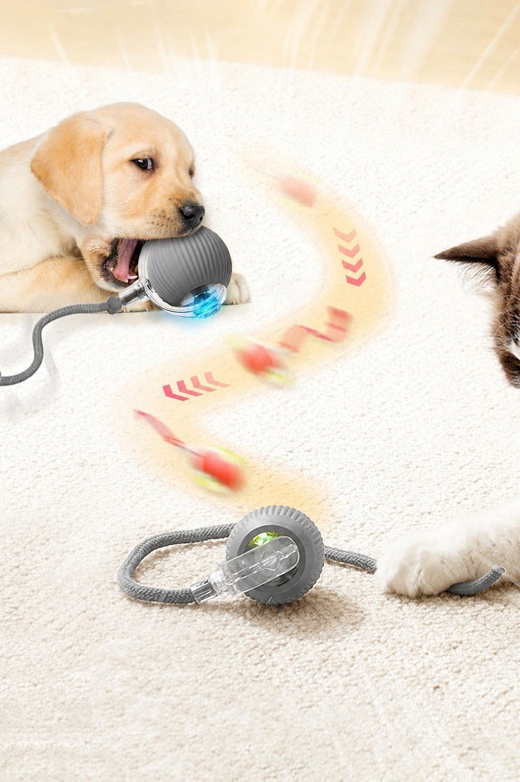 ŞARJLI KEDİ TOPU IŞIKLI HAREKETLİ 3 MODLU KEDİ OYUNCAĞI C02 GRİ