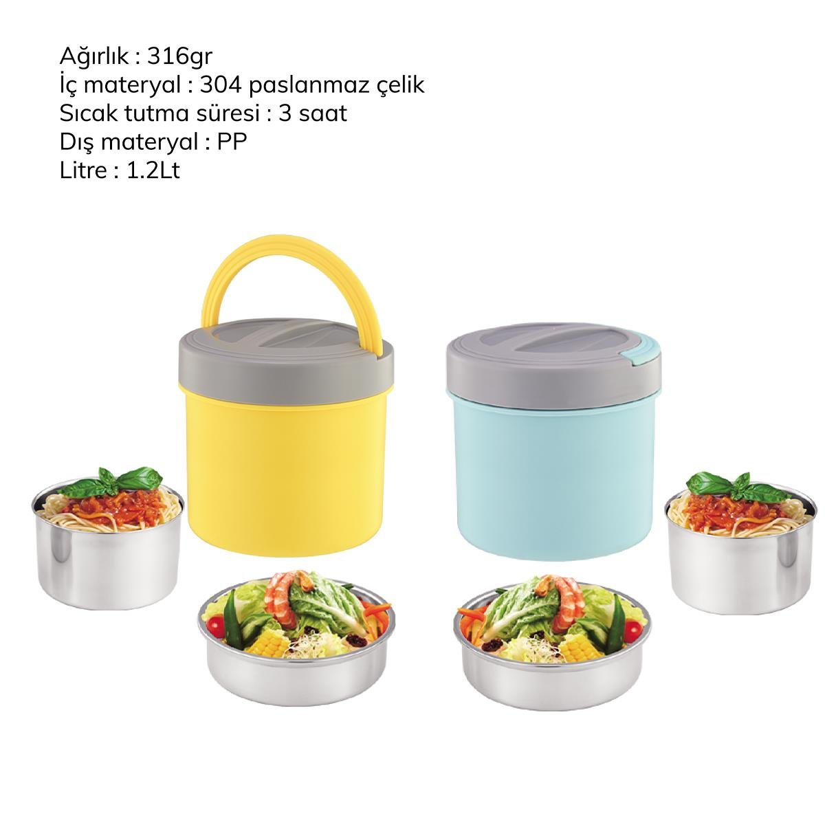 VAESKE PASLANMAZ ÇELİK YEMEK TERMOSU 1.2L SARI