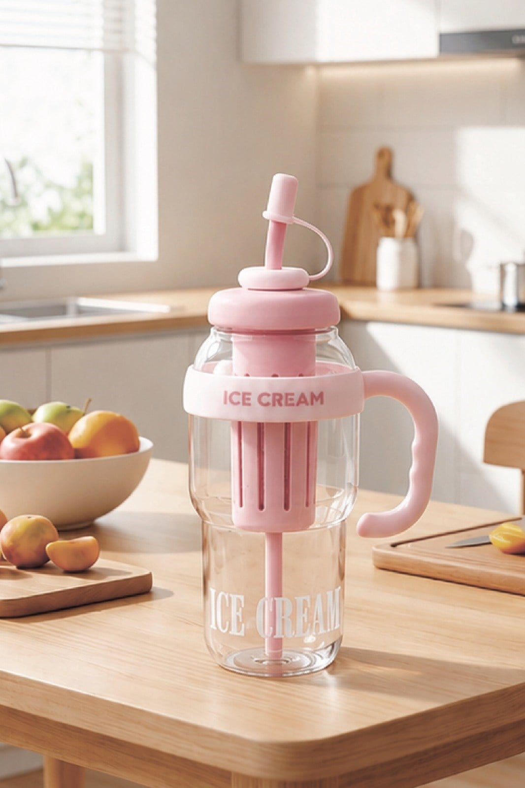 VAESKE RENKLİ PİPETLİ MATARA VS-M10 PEMBE