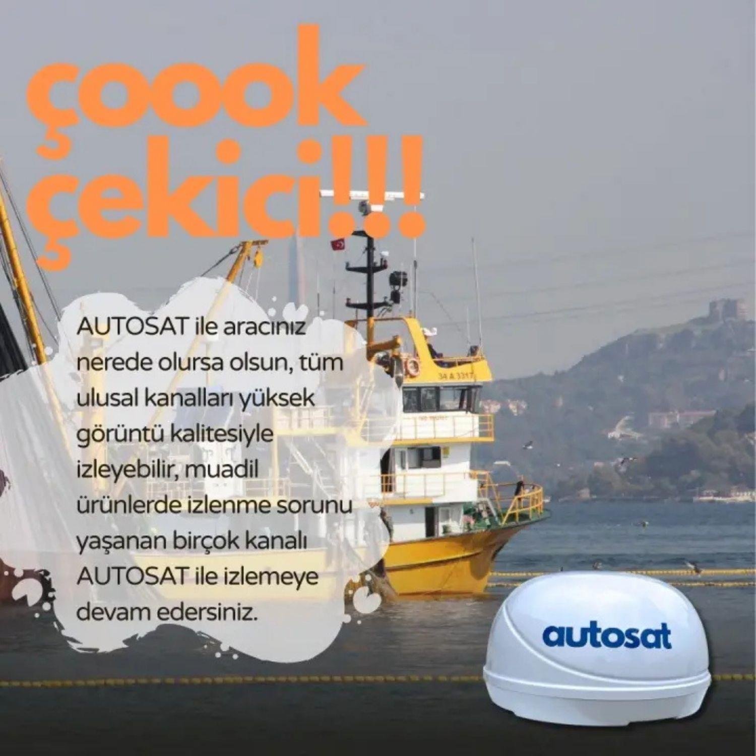Autosat SMA30 Multi 3 Çıkışlı Karavan ve Marin Uyumlu Otomatik Uydu Anteni