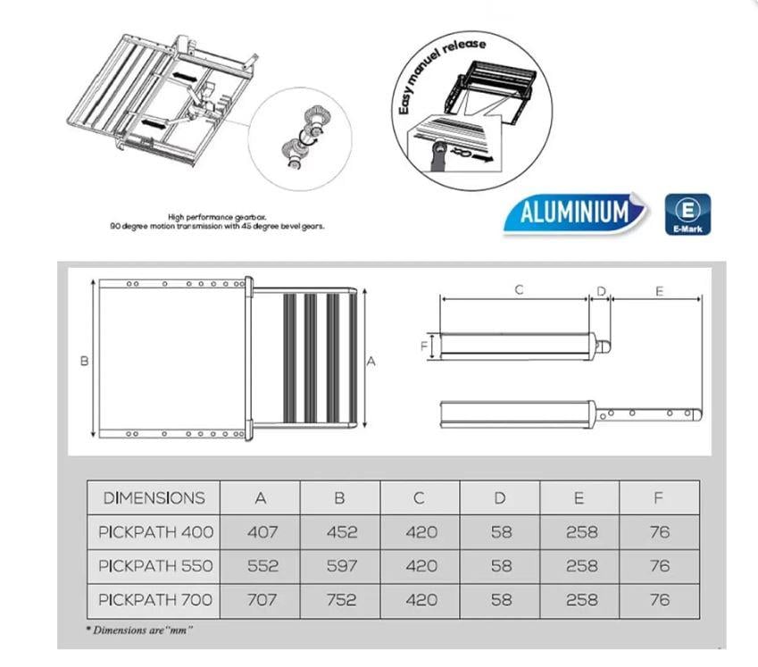 Bustronic Pickpath 550 mm. - 12V Ducato Boxer Jumper Işıklı Karavan Basamağı