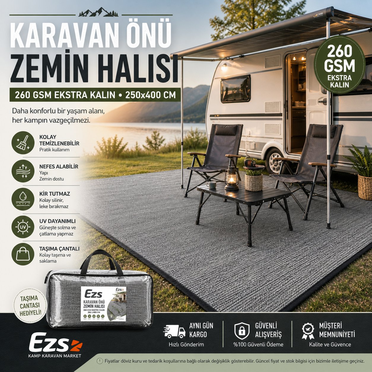 Ekstra Kalın Nefes Alabilen Zemin Halısı 250x400 cm 3,2 Kg Mavi/Gri