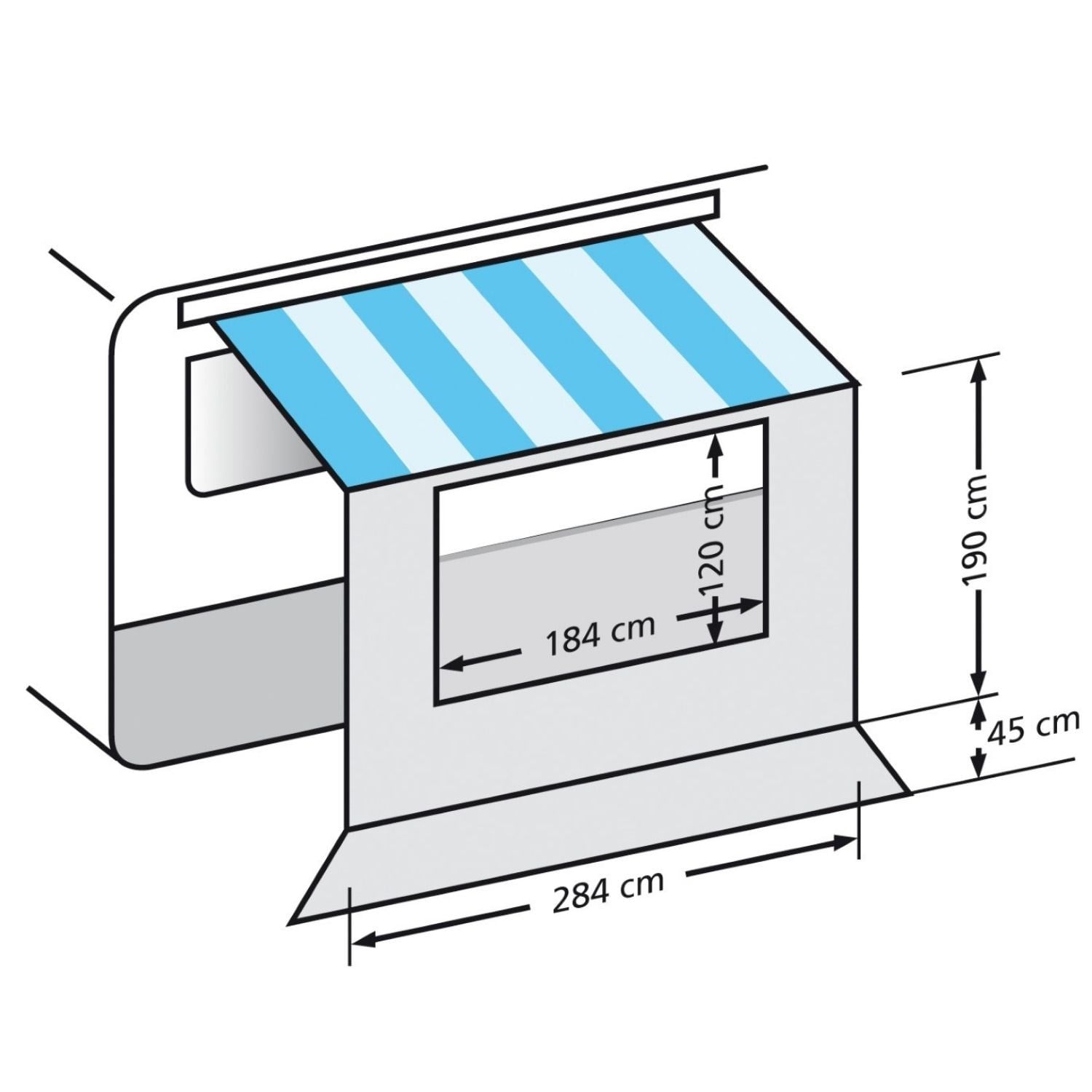Eurotrail Universal Front Panel Kasetli Tente Ön Paneli 284x190 cm Gri