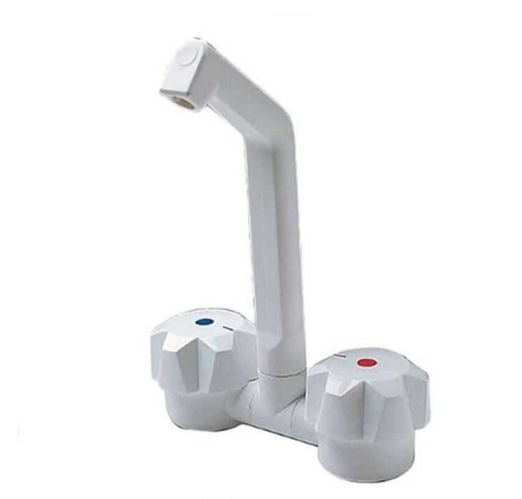 Karavan Deluxe Beyaz Plastik Sıcak/Soğuk Su Katlanır Musluk Micro-Switch