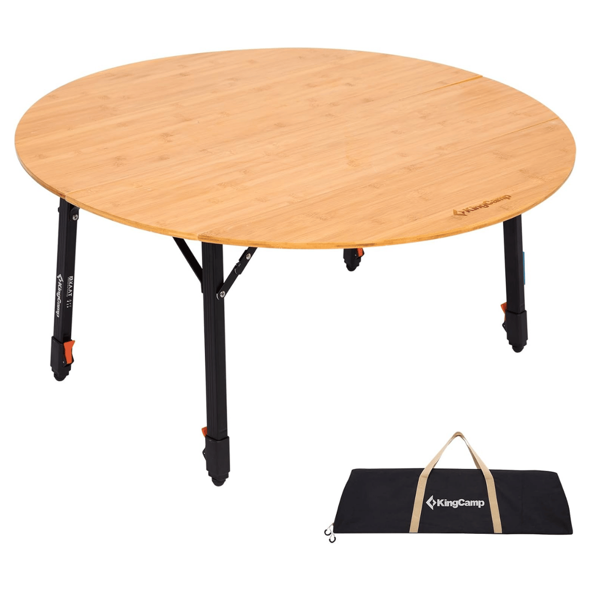 KingCamp BamAura 4Fold D90 PLUS | 90 cm Yuvarlak Bambu Katlanır Kamp Masası