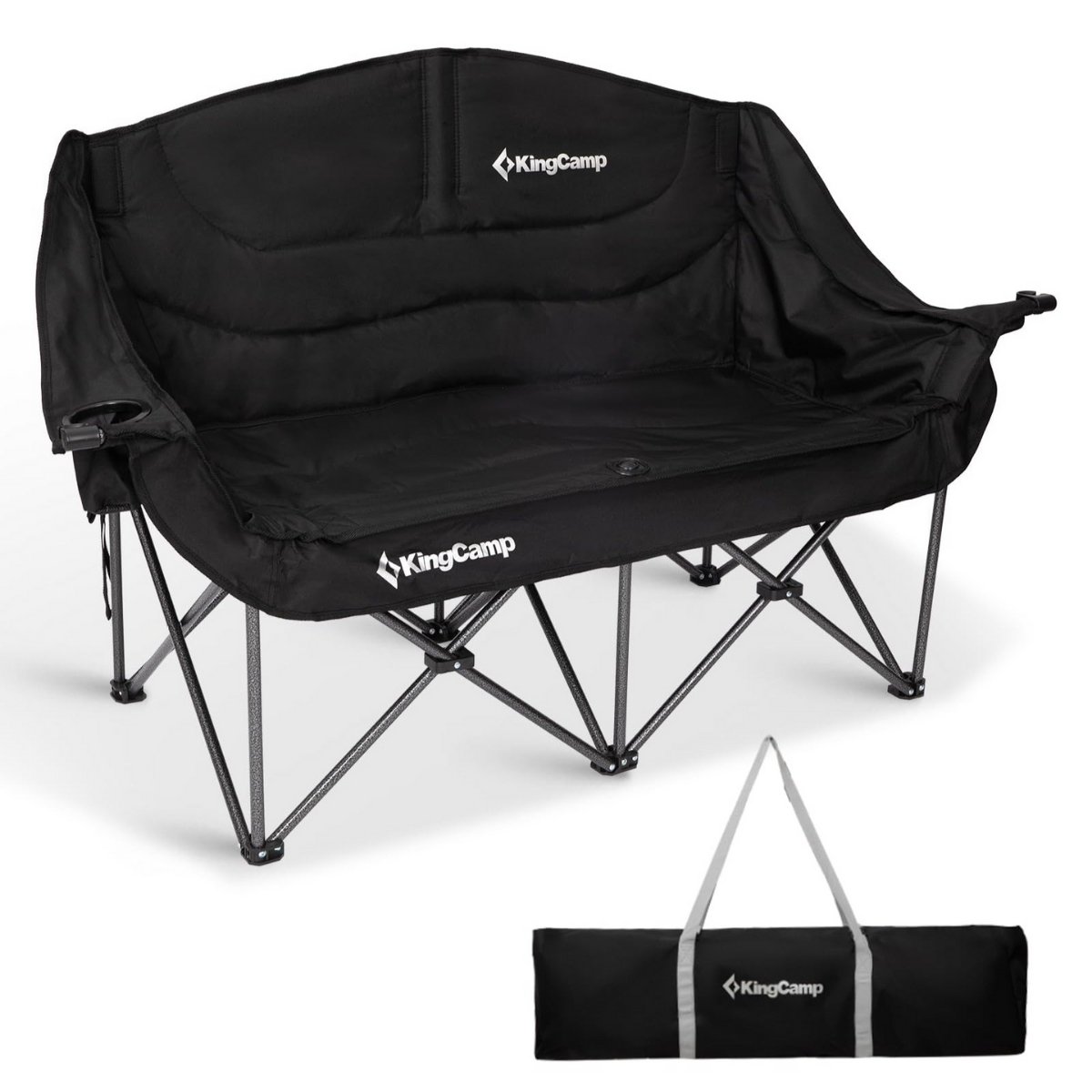 KingCamp Loveseat Plus XXL Çift Kişilik Katlanır Kamp Sandalyesi Black