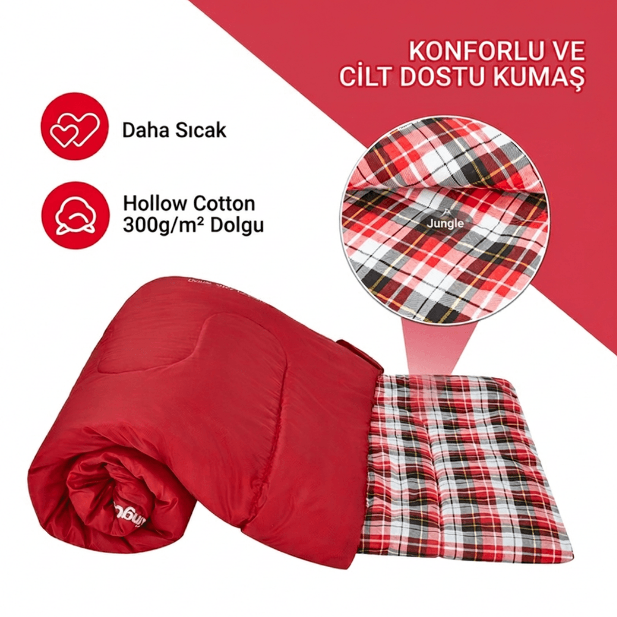 KingCamp Snowflake 300-D Ultra Çift Kişilik Uyku Tulumu Red
