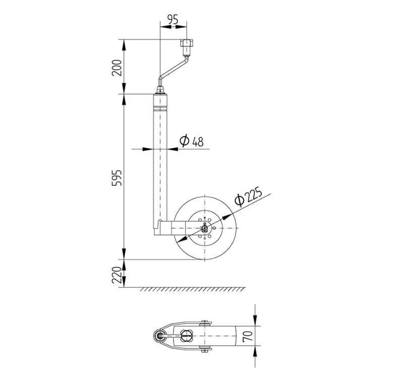 Knott 150 kg 48 mm Krikolu Kilo Ölçerli Ön Destek Tekerleği Geniş Taban